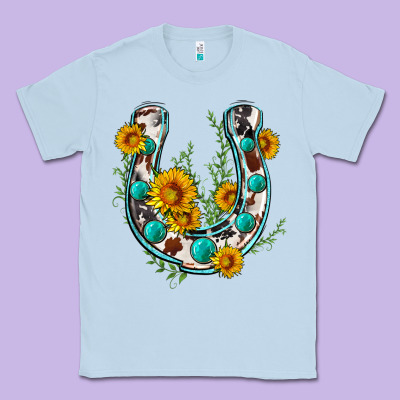 Cowhide Sunflower Horseshoe Classic Tee Designed By Zillion Design Studio