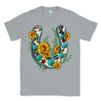Heather Grey cowhide sunflower horseshoe Classic Tee - Zillion Design Studio