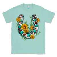 Seafoam cowhide sunflower horseshoe Classic Tee - Zillion Design Studio