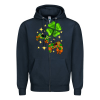 Navy St. Patrick's Day with game control and clover Zipper Hoodie - Neo Western