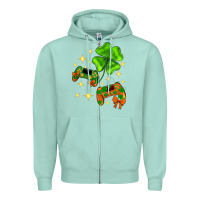 Seafoam St. Patrick's Day with game control and clover Zipper Hoodie - Neo Western