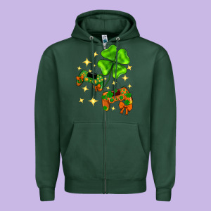 St. Patrick's Day With Game Control And Clover Zipper Hoodie Designed By Neo Western