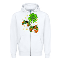 White St. Patrick's Day with game control and clover Zipper Hoodie - Neo Western
