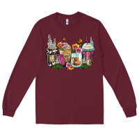 Burgundy floral coffee cups Long Sleeve Tee - Zillion Design Studio