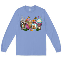 Colony Blue floral coffee cups Long Sleeve Tee - Zillion Design Studio