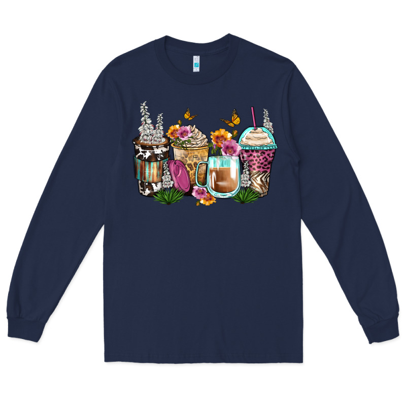Floral Coffee Cups Long Sleeve Tee by Zillion Design Studio | Teevron
