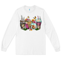 White floral coffee cups Long Sleeve Tee - Zillion Design Studio