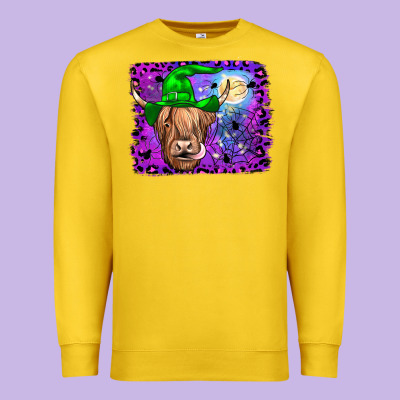 Highland Cow Halloween Premium Sweatshirt Designed By Jahusdesignshop