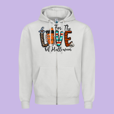 For The Love Of Halloween Zipper Hoodie Designed By Cowhidedigitalart