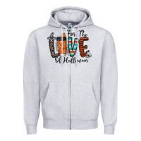 Heather Grey for the love of halloween Zipper Hoodie - CowhideDigitalArt