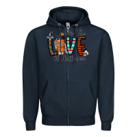 Navy for the love of halloween Zipper Hoodie - CowhideDigitalArt