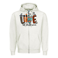 Oatmeal Heather for the love of halloween Zipper Hoodie - CowhideDigitalArt