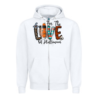 White for the love of halloween Zipper Hoodie - CowhideDigitalArt