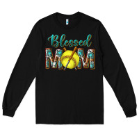 Black western blessed mom with softball Long Sleeve Tee - texasbilliewilder