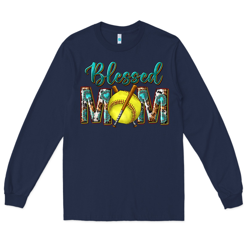 Western Blessed Mom With Softball Long Sleeve Tee by texasbilliewilder | Teevron