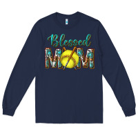 Navy western blessed mom with softball Long Sleeve Tee - texasbilliewilder