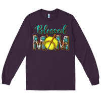 Plum western blessed mom with softball Long Sleeve Tee - texasbilliewilder