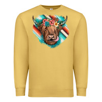 Antique Gold highland cow serape Premium Sweatshirt - JahusDesignShop