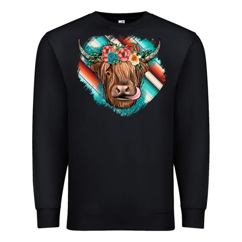 Highland Cow Serape Premium Sweatshirt by JahusDesignShop | Teevron