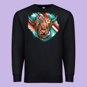 Highland Cow Serape Premium Sweatshirt Designed By Jahusdesignshop