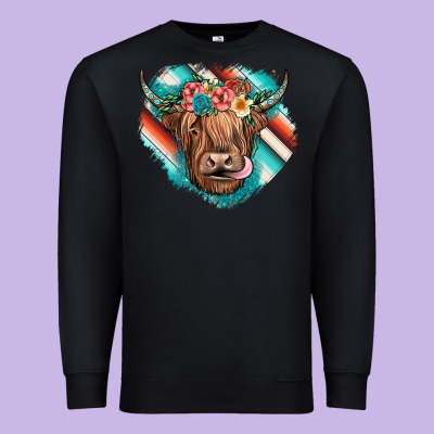 Highland Cow Serape Premium Sweatshirt Designed By Jahusdesignshop