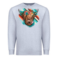 Heather Grey highland cow serape Premium Sweatshirt - JahusDesignShop