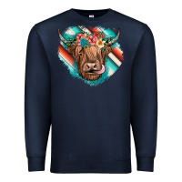 Navy highland cow serape Premium Sweatshirt - JahusDesignShop