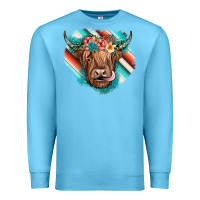 Ocean Blue highland cow serape Premium Sweatshirt - JahusDesignShop