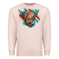 Pale Pink highland cow serape Premium Sweatshirt - JahusDesignShop