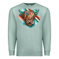 Seafoam highland cow serape Premium Sweatshirt - JahusDesignShop