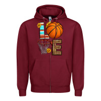 Burgundy western basketball love Zipper Hoodie - HRA Design Shop