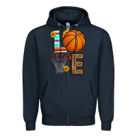 Navy western basketball love Zipper Hoodie - HRA Design Shop