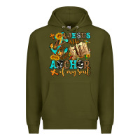 Army Green jesus is the anchor of my soul Premium Hoodie - AdoDesignShop