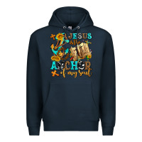Navy jesus is the anchor of my soul Premium Hoodie - AdoDesignShop