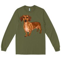 Army Green dachshund Long Sleeve Tee - RanaPortraitStore