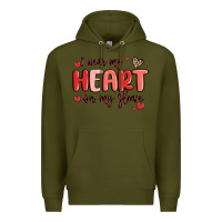 Army Green i wear my heart on my sleeve Premium Hoodie - MaliasSmallBusiness
