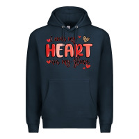 Navy i wear my heart on my sleeve Premium Hoodie - MaliasSmallBusiness