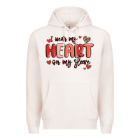 Pale Pink i wear my heart on my sleeve Premium Hoodie - MaliasSmallBusiness