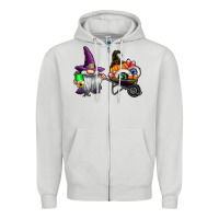 Dove Grey halloween Zipper Hoodie - CowhideDigitalArt