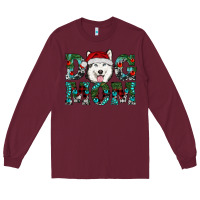 Burgundy christmas dog mom husky Long Sleeve Tee - RanaPortraitStore