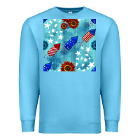 Ocean Blue patriotic fireworks and sunflower Premium Sweatshirt - BundleAndBundleShop