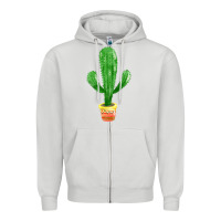 Dove Grey mexican cactus Zipper Hoodie - FaDigitalArtStudio