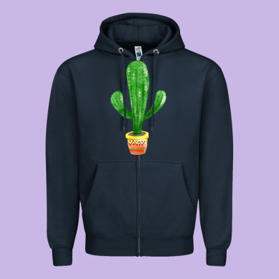 Mexican Cactus Zipper Hoodie Designed By Fadigitalartstudio