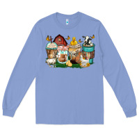 Colony Blue farm animals coffee cups Long Sleeve Tee - Zillion Design Studio