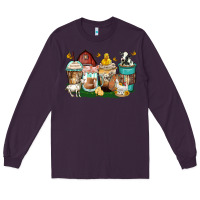 Plum farm animals coffee cups Long Sleeve Tee - Zillion Design Studio