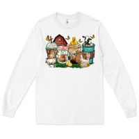 White farm animals coffee cups Long Sleeve Tee - Zillion Design Studio