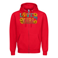 Red love my girl basketball Zipper Hoodie - HRA Design Shop