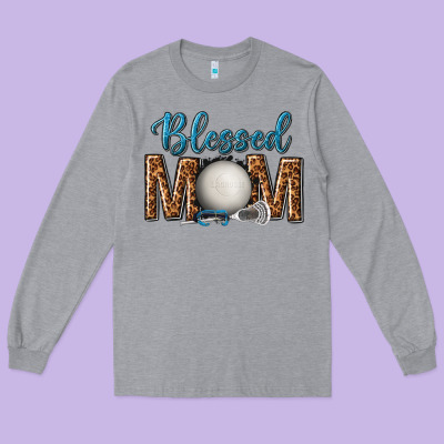 Western Blessed Mom With Lacrosse Long Sleeve Tee Designed By Texasbilliewilder