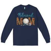 Navy western blessed mom with lacrosse Long Sleeve Tee - texasbilliewilder