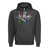 Charcoal Heather be kind2 Zipper Hoodie - SublimationCraftShop